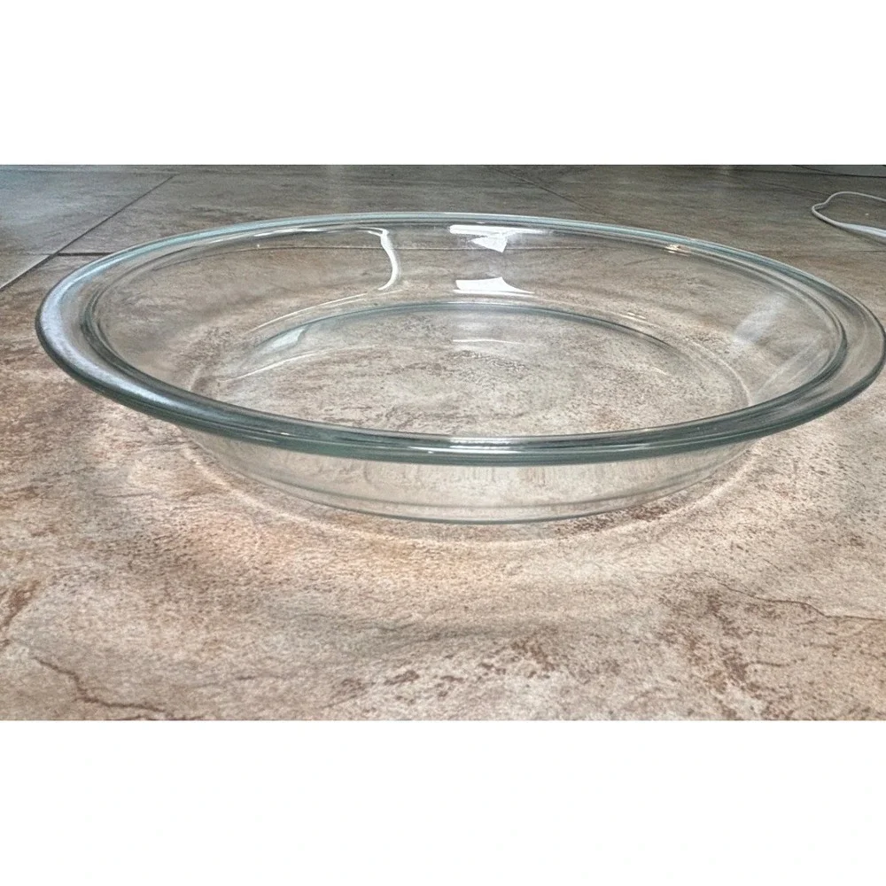 Pyrex 210 Clear Glass Pie Plate 10 Inch 25cm Round Bakeware Made in USA Set of 2